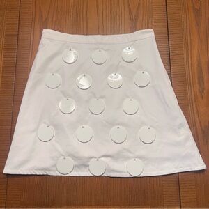 House of Cards Glossy Round Disc Embellished A-Line Mini‎ Skirt White Size 4